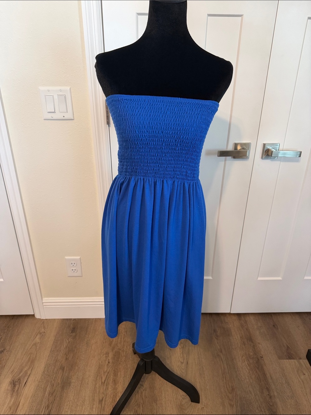 Strapless Royal Blue Smocked Sundress